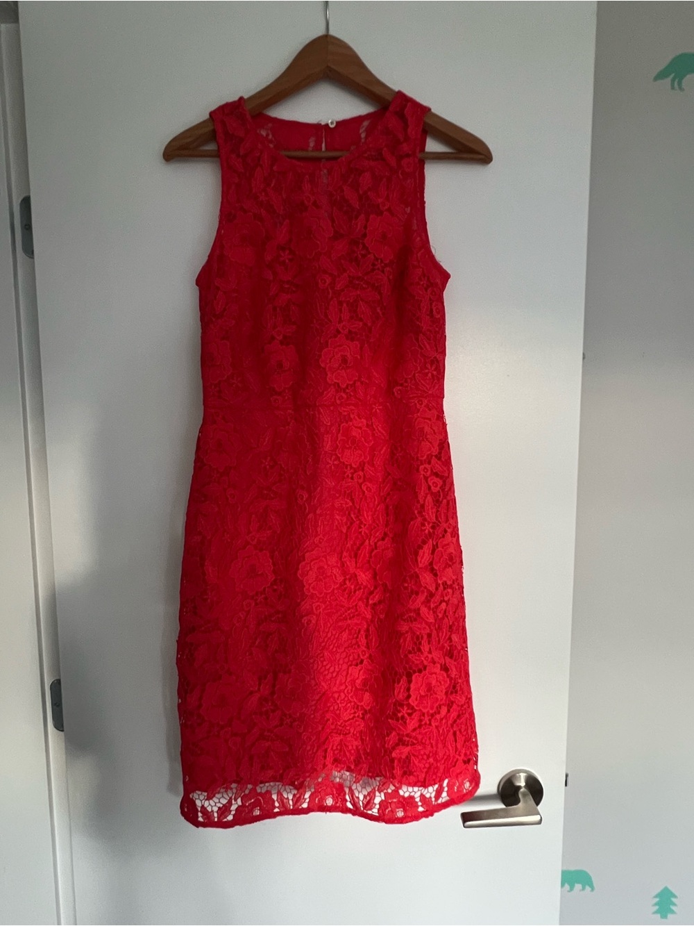 J. Crew Bright Red Floral Lace Sheath Dress